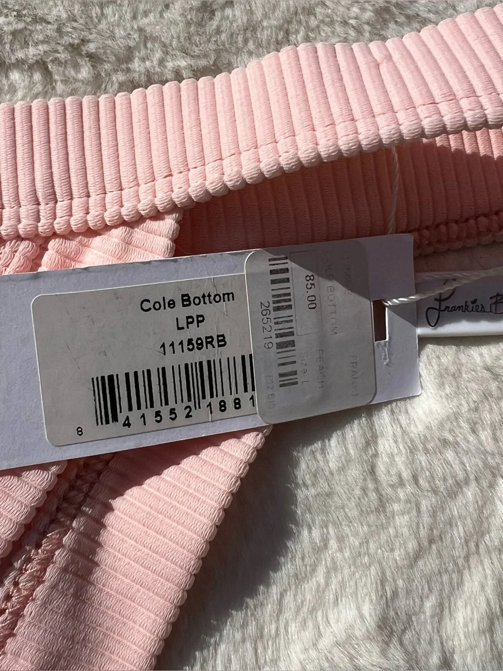 Frankie's Bikinis Cole Light Pink Ribbed Bikini Bottom